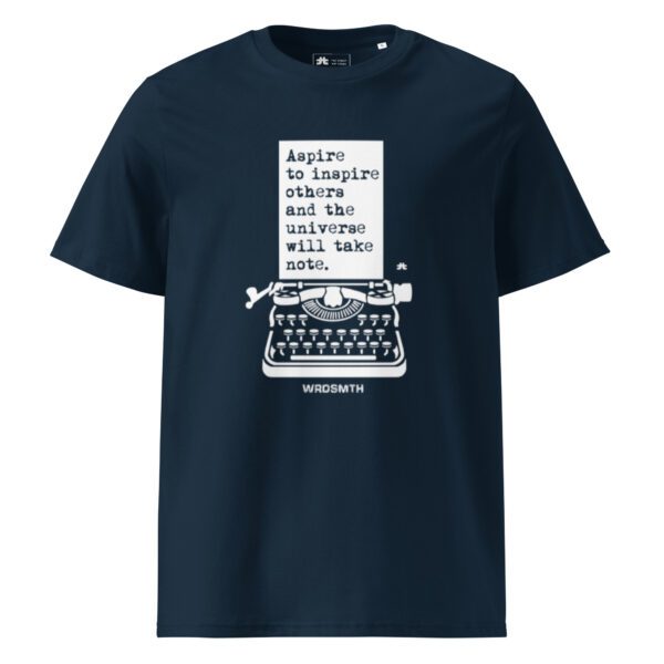 Unisex organic ribbed neck t-shirt: Aspire to Inspire (dark) - Image 2