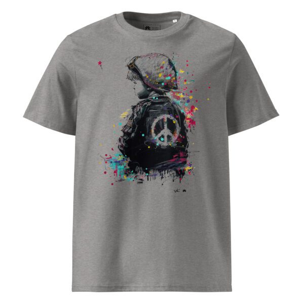 Unisex organic ribbed neck t-shirt: Soldat de la Paix - Image 4