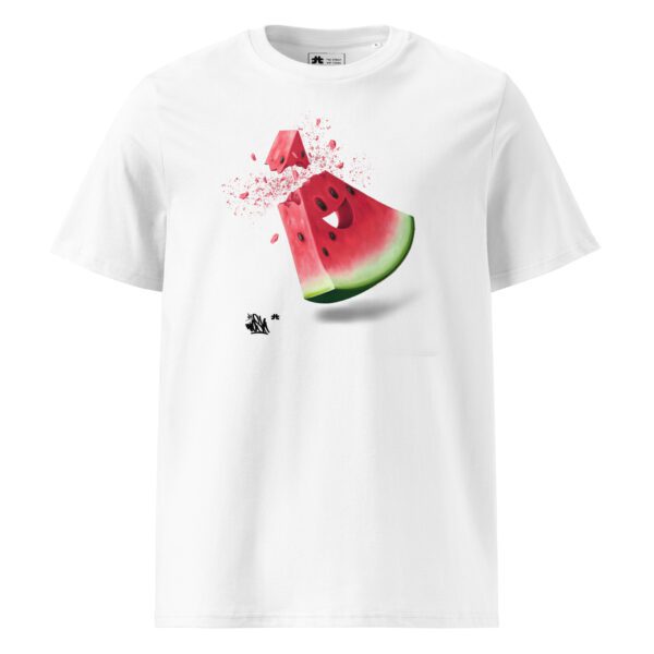 Unisex organic ribbed neck t-shirt: Watermelon - Image 2