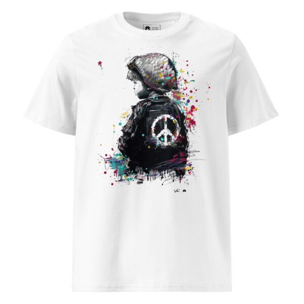 Unisex organic ribbed neck t-shirt: Soldat de la Paix