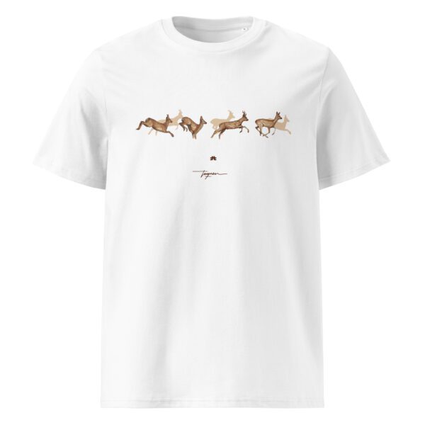 Unisex organic ribbed neck t-shirt: Corzos de la Dehesa - Image 3