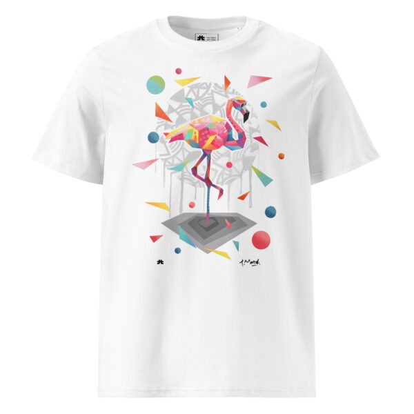 Unisex organic ribbed neck t-shirt : Pink flamingo - Image 2